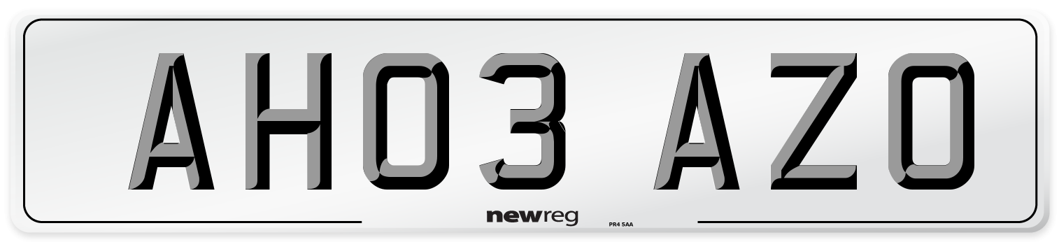 AH03 AZO Number Plate from New Reg